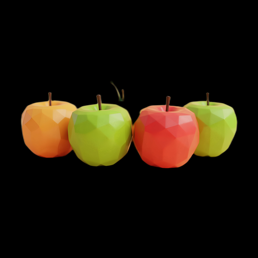 Pommes 3D polygonales colorées - modele 3D gratuit