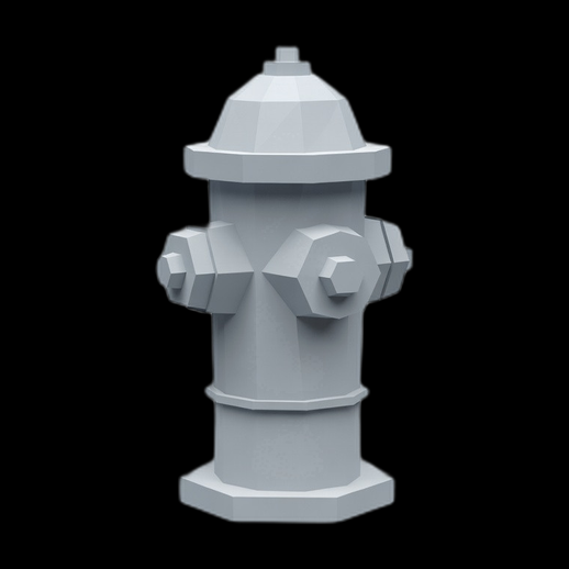 Borne incendie 3D gratuit style low poly