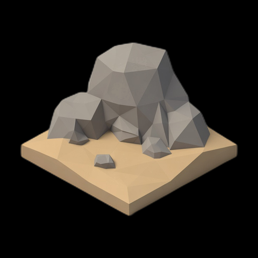 Rocher low poly 3D gratuit stylise