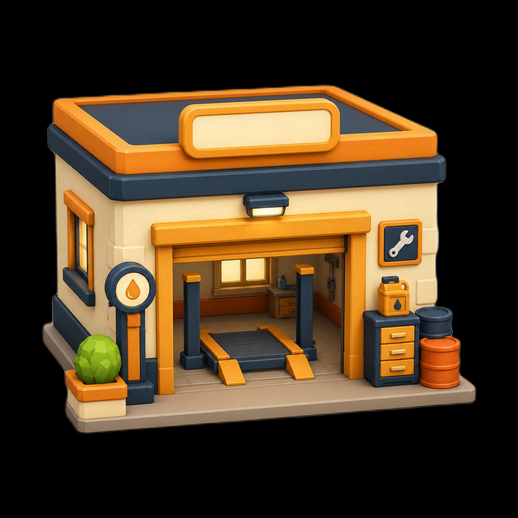 Garage mecanique stylise 3D gratuit atelier auto