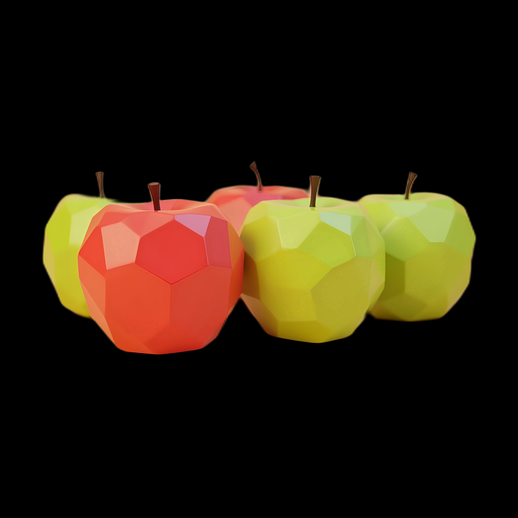 Pommes 3D Low Poly Variées
