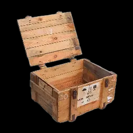 Caisse en bois 3D gratuit ouverte réaliste