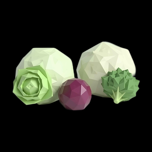 Légumes polygonaux stylisés en 3D