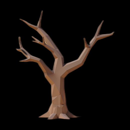 Arbre mort low poly 3D