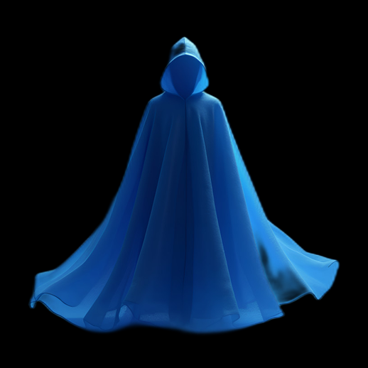 Cape bleue avec capuche - 3D