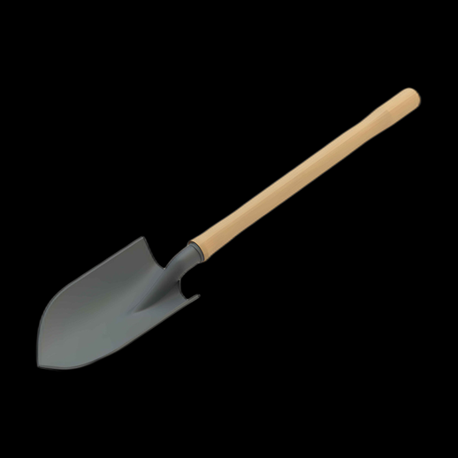 Pelle de jardin 3D en détail