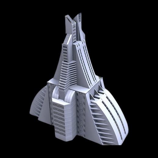 Modele 3D gratuit gratte-ciel futuriste moderne