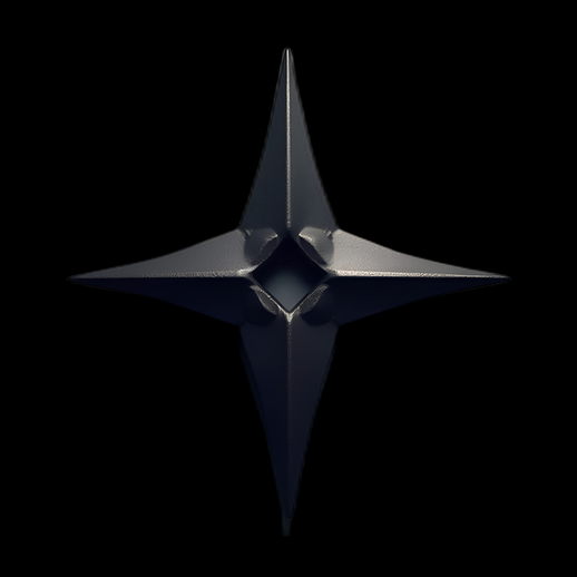 Shuriken 3D noir métallique pointu