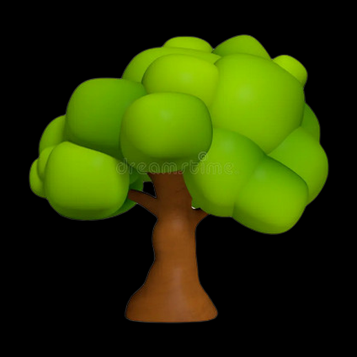 Arbre cartoon 3D gratuit style stylise vert