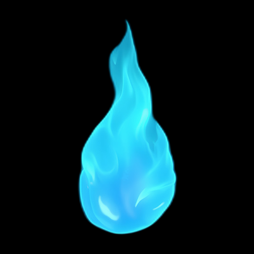 Flamme bleue stylisée asset 3D