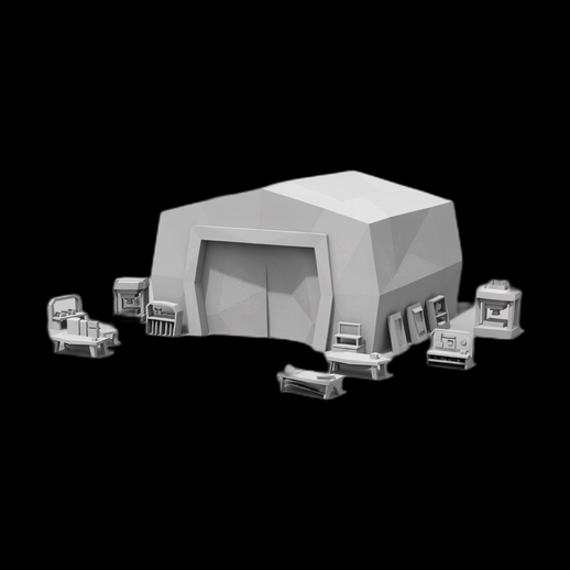 Hangar bunker futuriste 3D gratuit low poly
