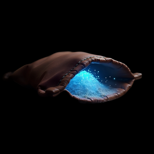 Sac en cuir avec poudre lumineuse