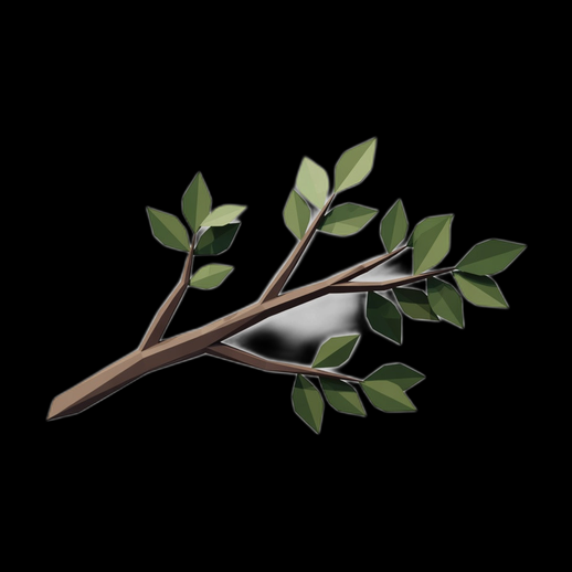 Branche arbre stylisee 3D gratuit low poly