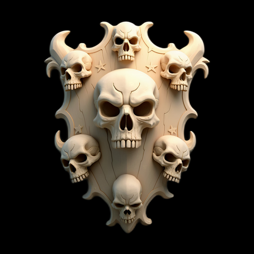 Écusson orné de crânes sculptés