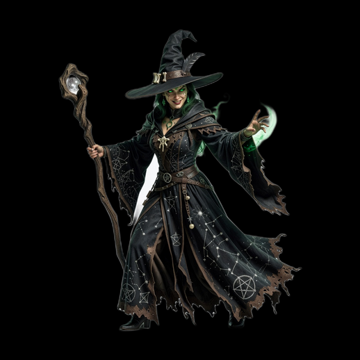 Sorciere fantasy 3D gratuit avec baton magique