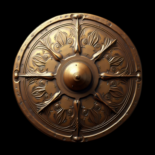 Bouclier rond en bronze ornementé