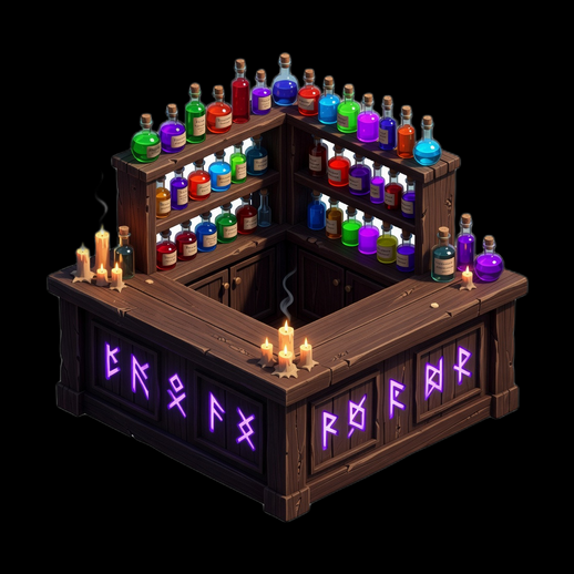 Étagère de potions magiques fantasy