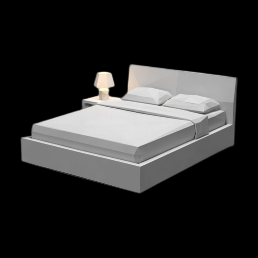 Lit moderne 3D gratuit avec table lampe