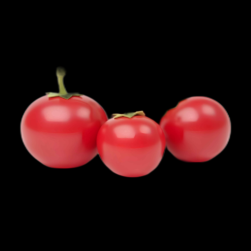 Trois tomates 3D rouges brillantes