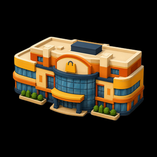 Centre commercial 3D gratuit style moderne