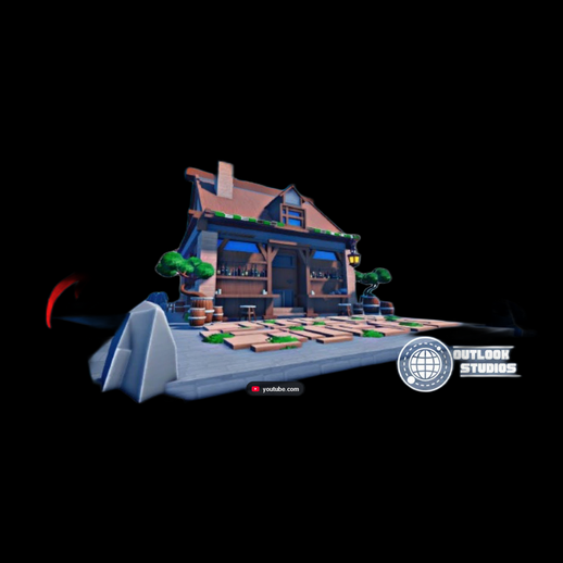 Maison taverne stylisee 3D gratuit low poly - modele 3D gratuit