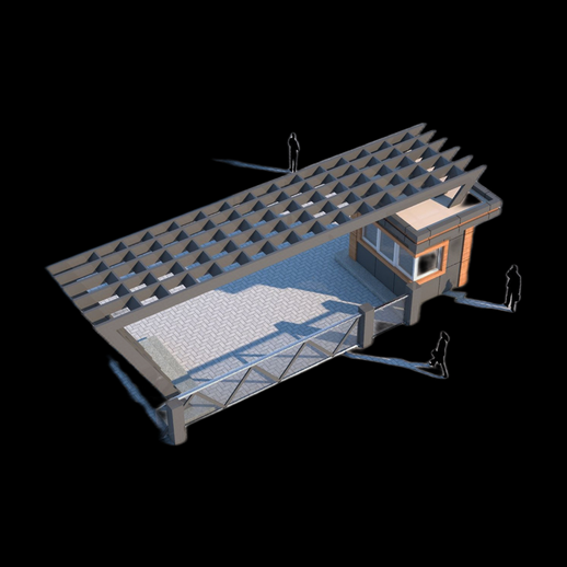 Abri parking solaire 3D gratuit avec guérite
