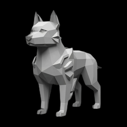 Chien low poly 3D gratuit stylise