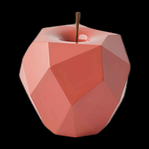 Pomme géométrique rose, asset 3D