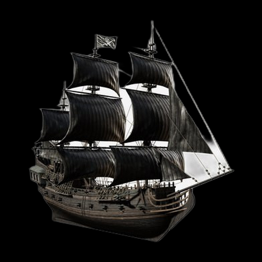 Navire pirate 3D gratuit voiles noires detaillees