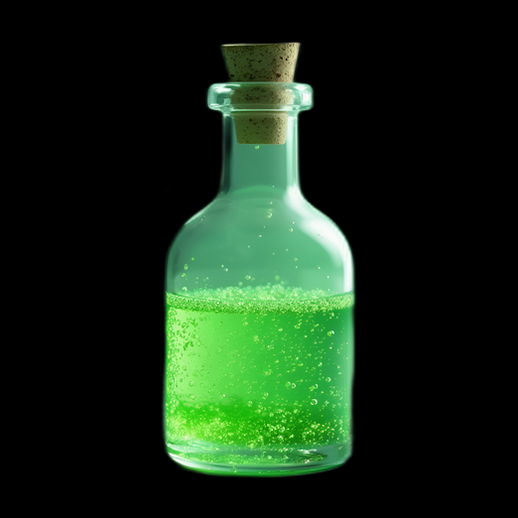 Fiole de potion verte étincelante