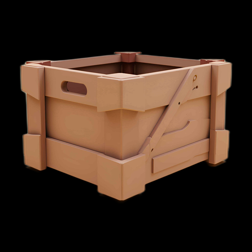 Caisse en bois 3D stylisée