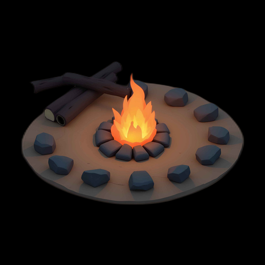 Campfire Cartoon Style 3D Asset