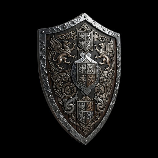 Bouclier medieval 3D gratuit orne griffons