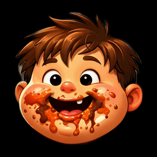 Visage de garçon couvert de sauce