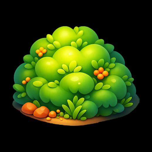 Buisson stylise 3D gratuit avec baies vertes - modele 3D gratuit