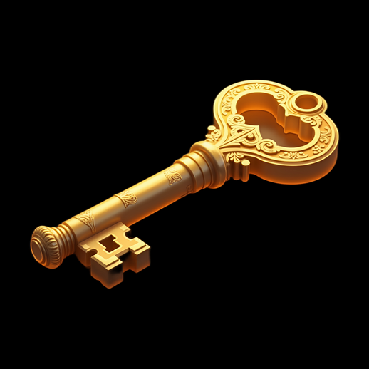 Clé dorée ornée 3D