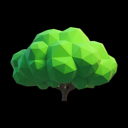 Arbre low poly vert 3D - modele 3D gratuit