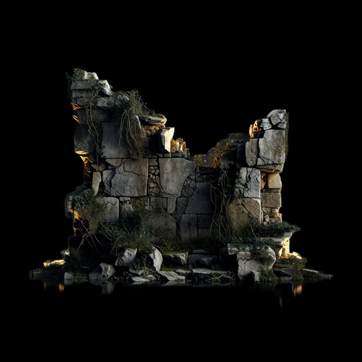 Ruine murale en pierre 3D gratuit realiste