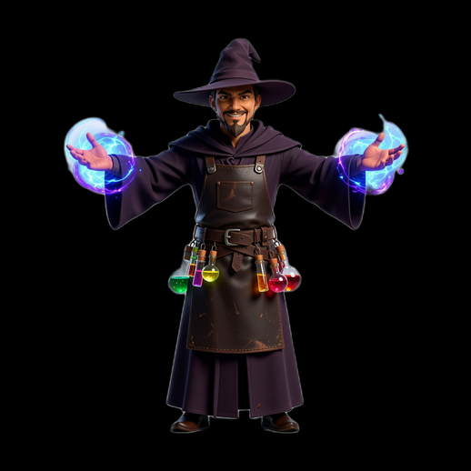 Sorcier avec des boules d'énergie