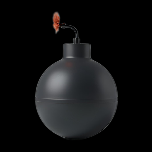 Bombe noire avec mèche allumée