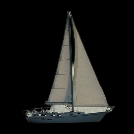 Voilier détaillé avec des voiles blanches