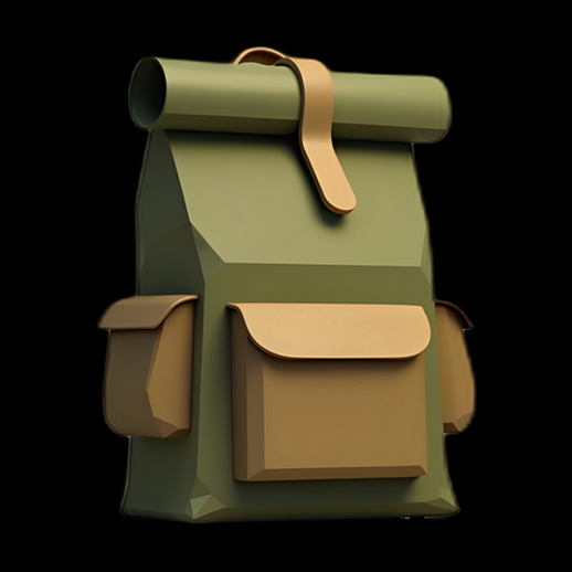 Sac à dos vert low-poly