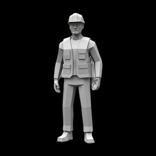 Ouvrier chantier low poly 3D gratuit