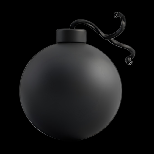 Bombe noire dessinée en 3D