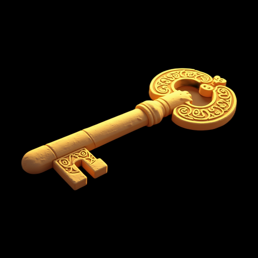 Clé ornementale dorée en 3D - modele 3D gratuit