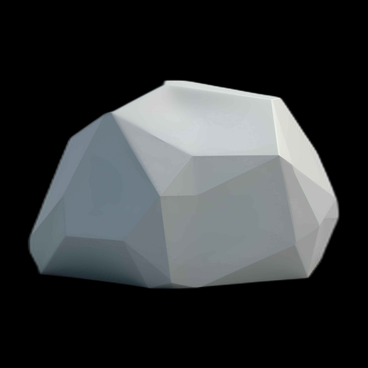 Rocher 3D polygonal gris uni