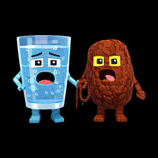 Personnages cartoon 3D gratuit verre d'eau et creature marron