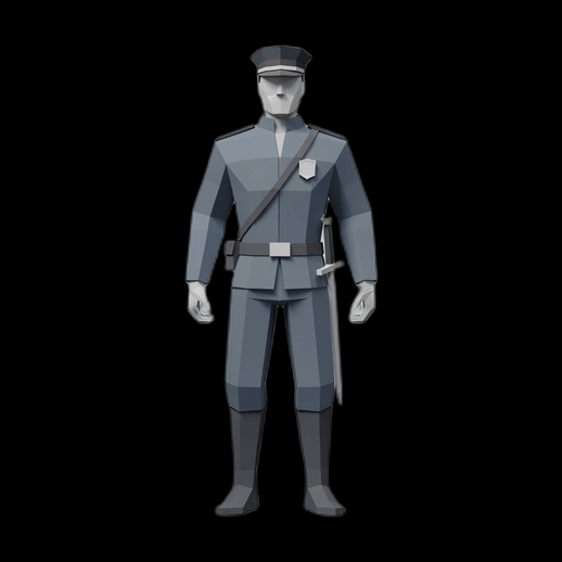Policier low poly 3D gratuit uniforme moderne