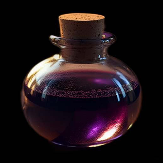 Potion violette en bouteille de verre - modele 3D gratuit