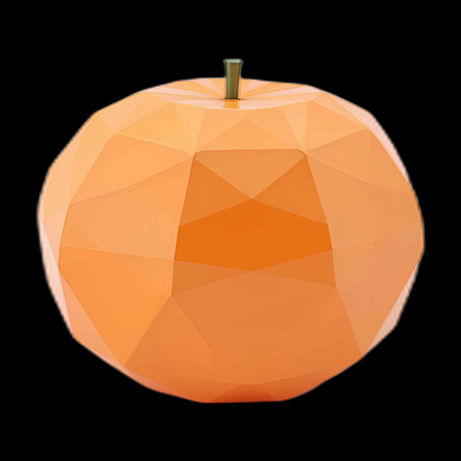 Pomme 3D orange géométrique low-poly